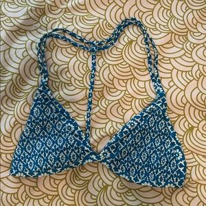 Tori Praver Swimwear Blue and White Bikini Top